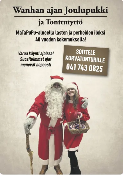 Kuva: Joulupukki ja Tonttutyttö Koillis-Helsingin alueella (00700-00790)